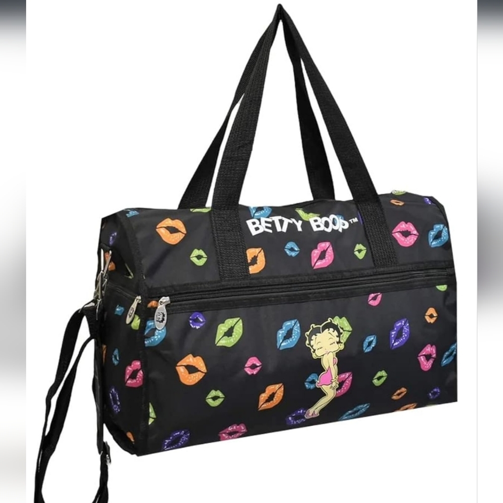 Betty Boop Black Tote with Colorful‎ Lip Design
